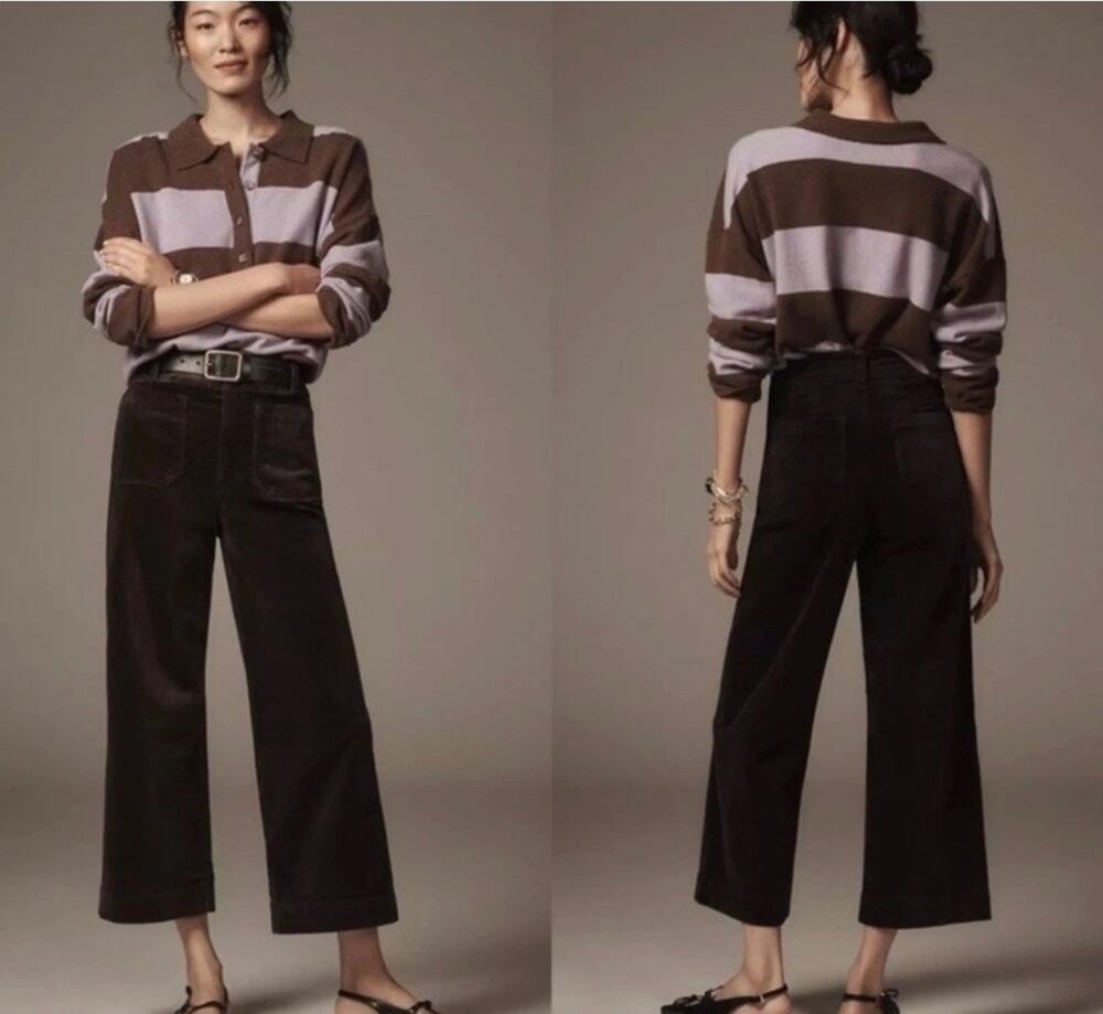 Colette Corduroy Crop Wide-Leg Pants by Maeve Anthropolgie 29